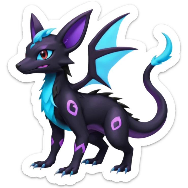 Shiny Salandit-Umbreon-Nargacuga-Noivern-Noibat-Hybrid (Full body) sticker