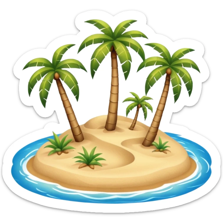 emoji of desert island in the middle of the blue sea sticker