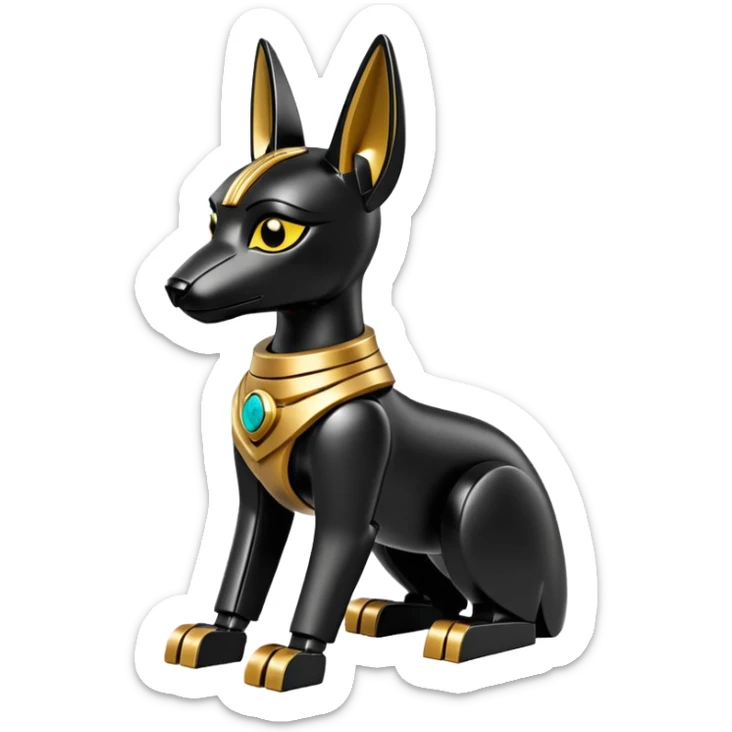  Short-eared Lego Black fur gold robot beautiful female anubis puppy statue posed  sticker