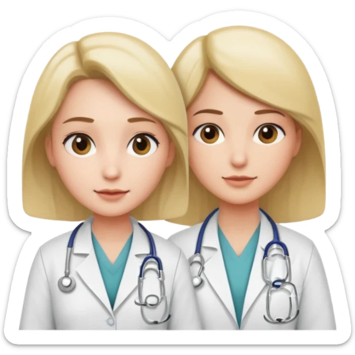 A medic (woman) attending to a person at the hospital sticker