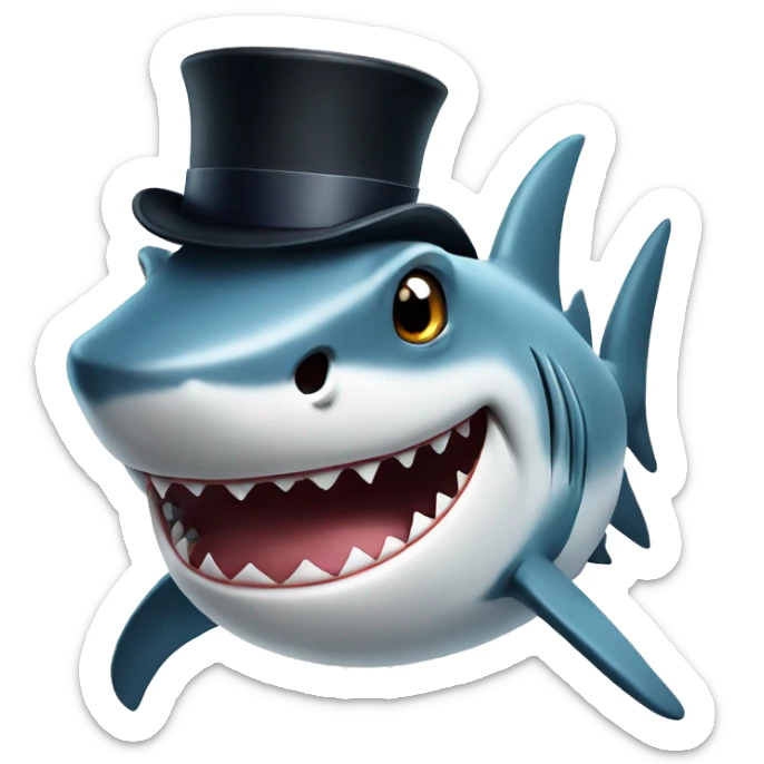 Shark with a top hat sticker