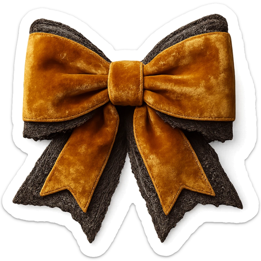 Add lace and velvet details to the gothic yellow bow in a photorealistic style. Keep the background transparent if possible. sticker