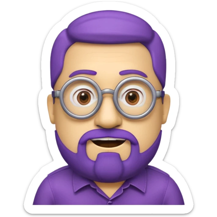 un minions di colore viola con il pizzetto e gli occhiali da vista sticker