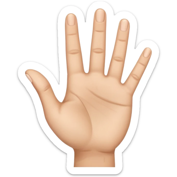 hand emoji, where the palm is facing us. all fingers are straight except for the middle finger. The midde finger is bent and pointing towards the forground sticker