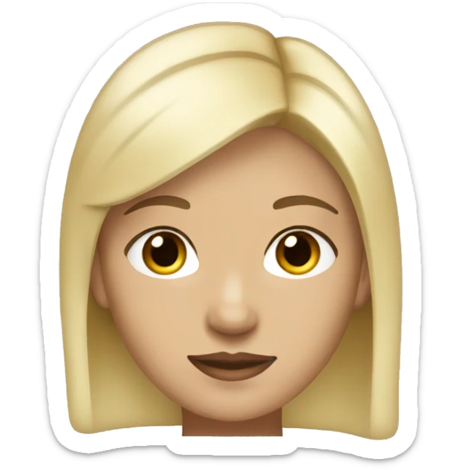 Blonde, short straight hair, brown eyes, wearing cross earrings, fair skin sticker