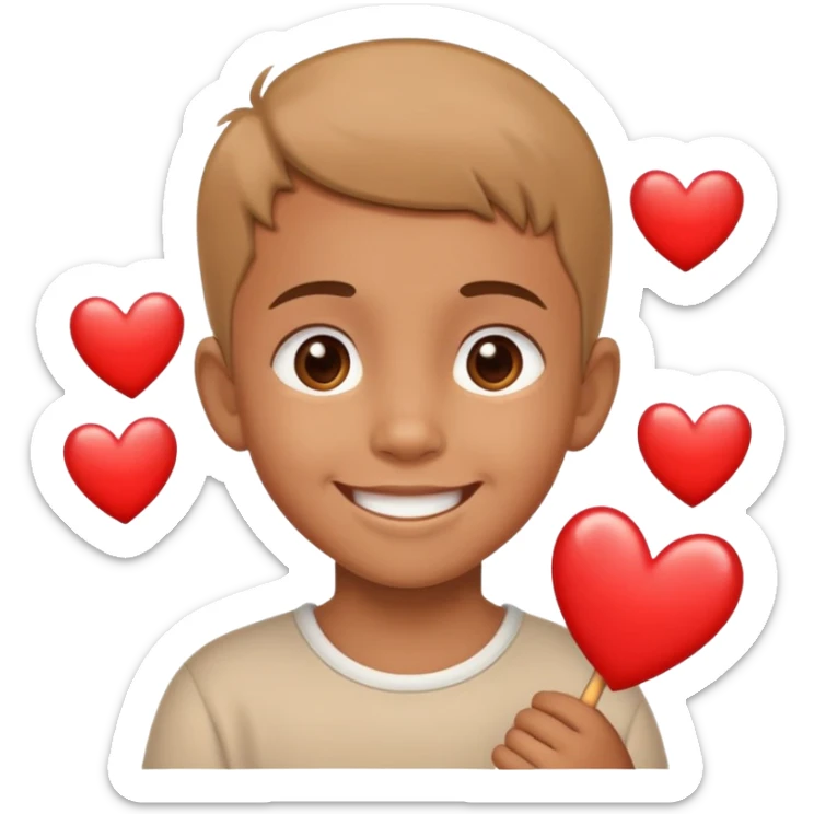 child saying I love you to family with hearts and smiling faces, warm and loving sticker