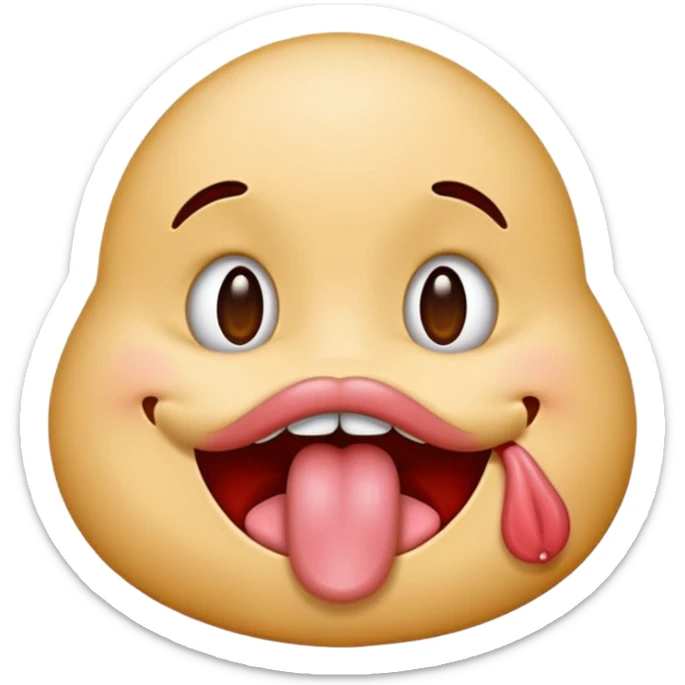 Emoji with tongue out but like licking the top lip sticker