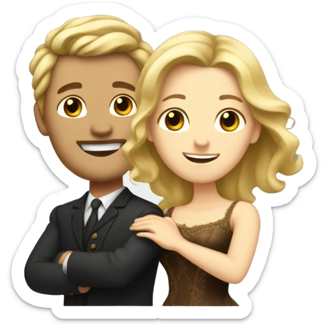  man with blond hair and woman with brown hair dancing waltz sticker