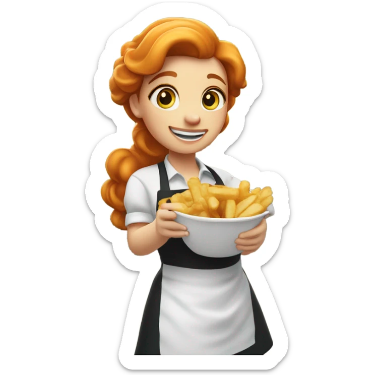 ginger girl at fish and chips shop called brittania fisheries sticker