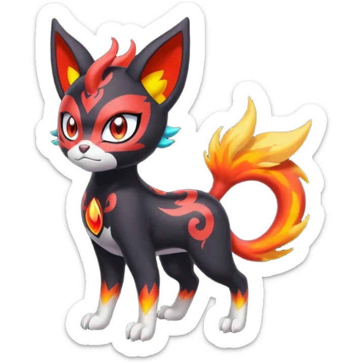 Colorful Meloetta-Litten-Darkrai-Pokémon-Fakémon-fusion-hybrid-creature sticker