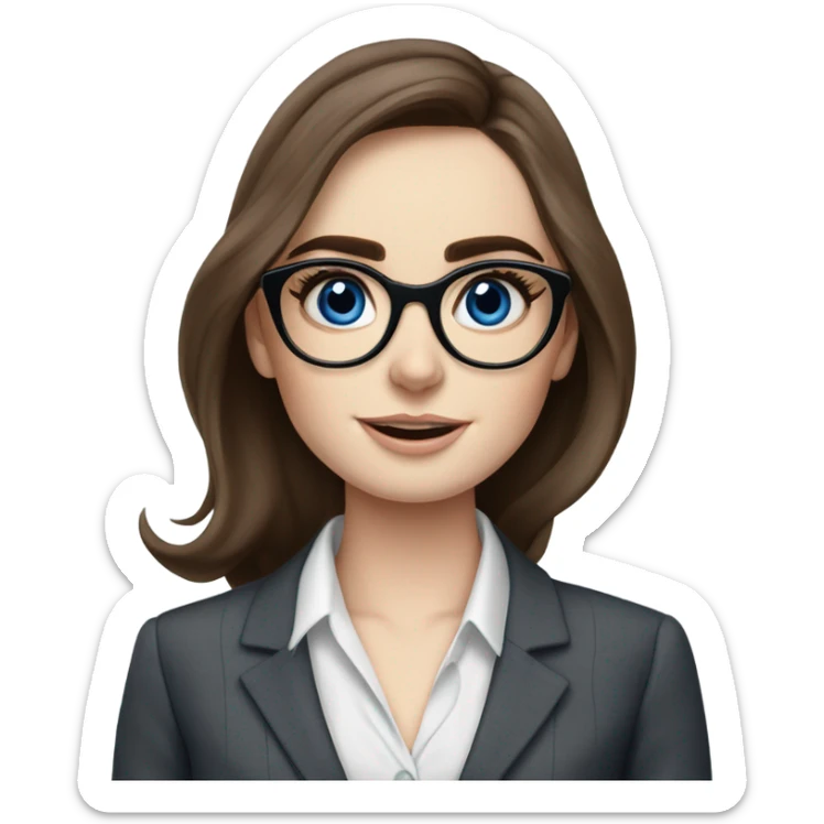 Lily collins blue eyes wearing glasses in a business meeting  sticker