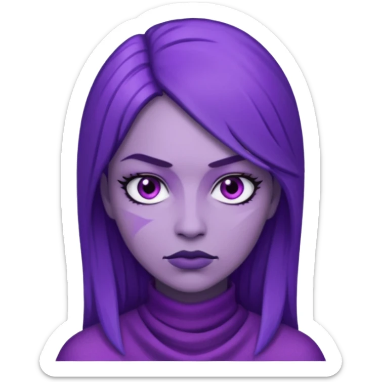 emoji of a racially ambiguous woman, who looks serious. no skin color please. use a color. sticker