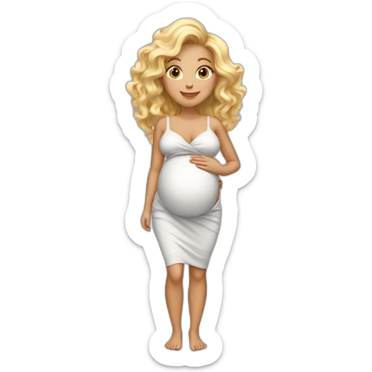 adorable pregnant blond full body women with beach-wave-hair sticker