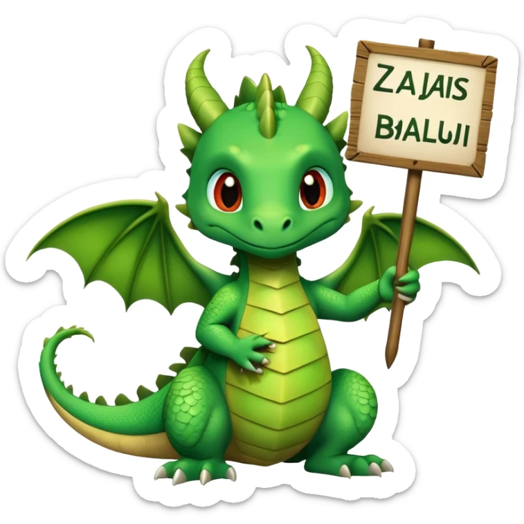mały smok trzymający tablicę z napisem "za hajs z twitcha baluj" sticker