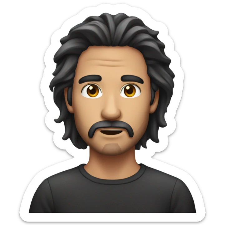 male portrait with facial hair and long hair wit a face scar sticker