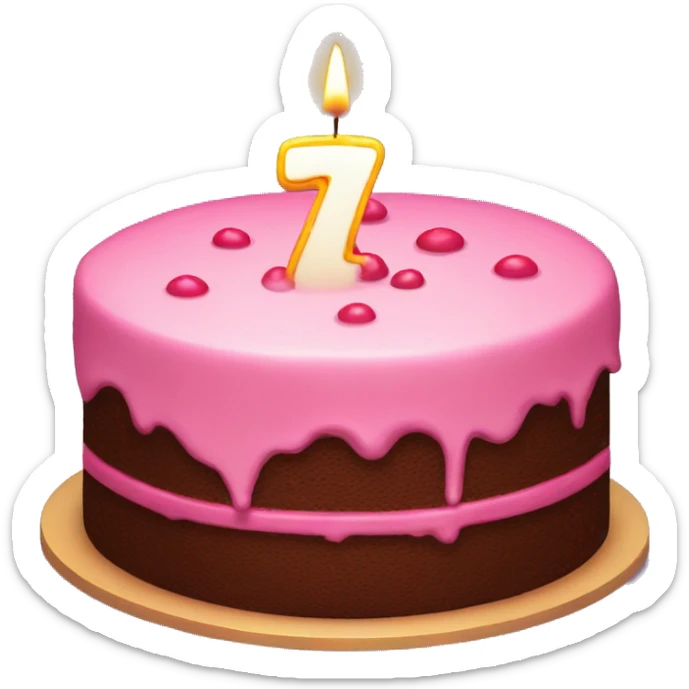 A birthday cake with 2 candles. One candle is a number 1 and the other candle is a number 7 sticker