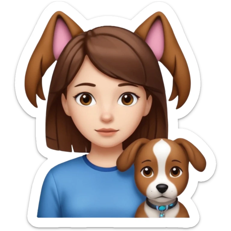 White girl with straight brown hair name is Valentina put dog ears on her and make he rlike like a bith but still not ugly just the dog prt of it and also have a shirt that says siri on it sticker