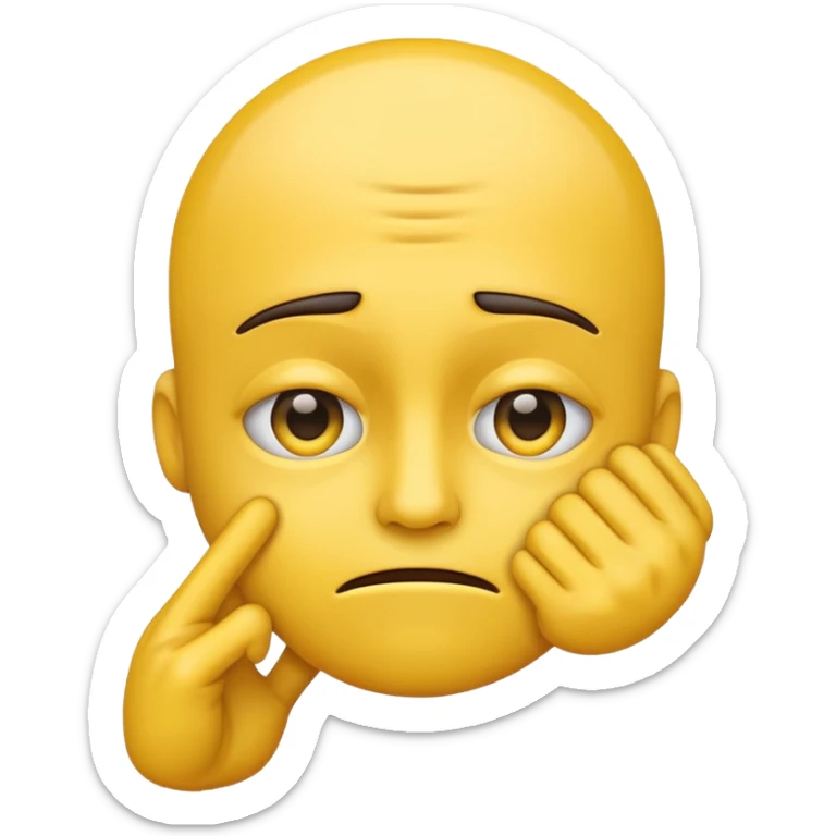 A straight face emoji with a slight look of disgust, a horizontal hand where the neck would be. All yellow. It should be a normal emoji with no body parts except the floating hand sticker