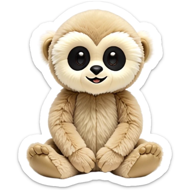 lar gibbon jellycat stuffed animal plush, soft and cute, kawaii, tiny beady black eyes sticker