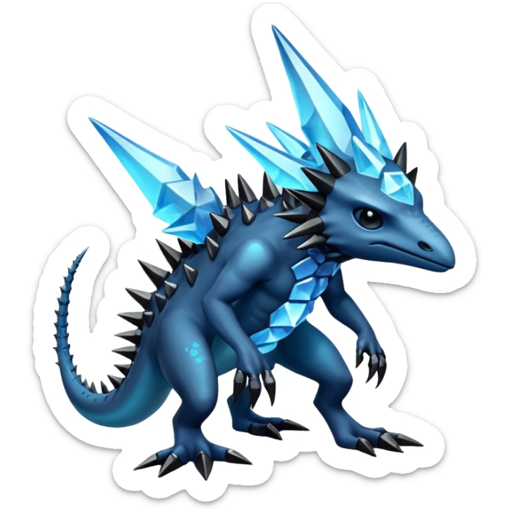 Shiny Dark Edgy Inteleon-Amaura-Fakémon-hybrid-creature (full body)  sticker