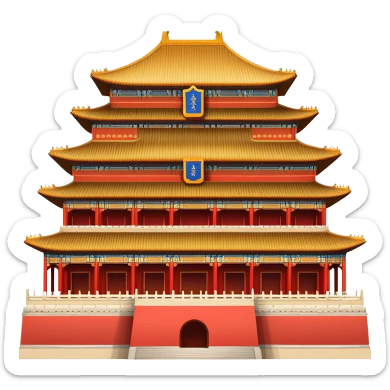 Forbidden City palace, iconic Chinese imperial architecture, simple emoji style sticker