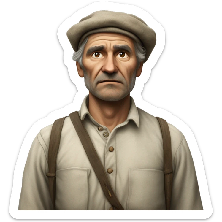 peasant in an old shirt during the 1917 revolution in russia photorealistic serious sticker
