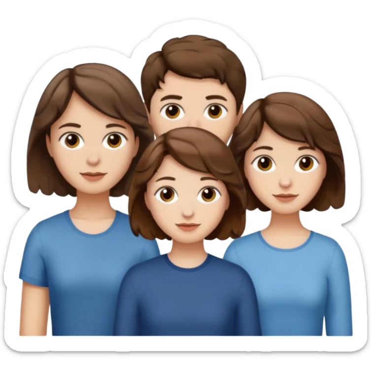 Throuple two women with short wavy brown hair, male with short brown hair sticker
