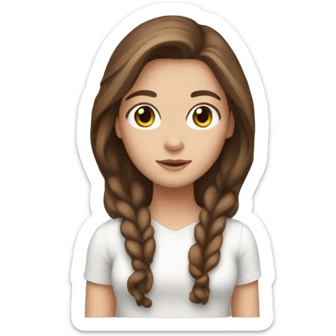 White girl with brown long hair and brown eyes sticker