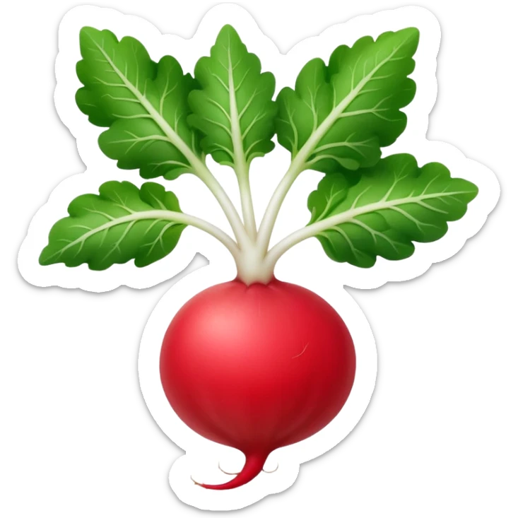 the actual radish compared to the leaves needs to be smaller, radish UK plant with a bit of white on the bottom of the radish sticker