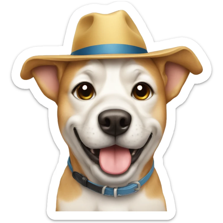 Dog with a hat sticker