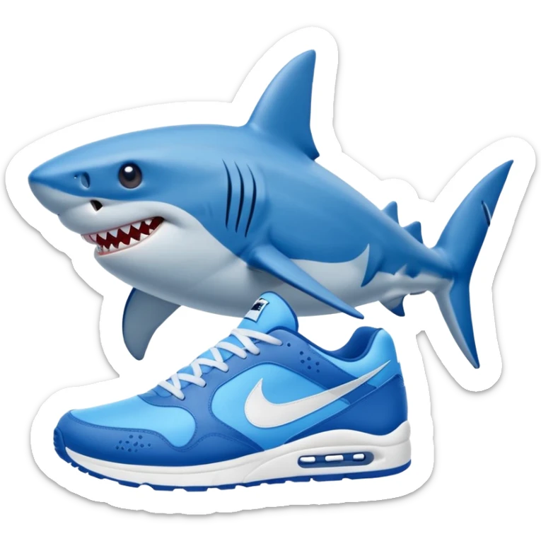 Tralalero Tralala, a shark with 4 legs and blue nike sneakers on each foot sticker