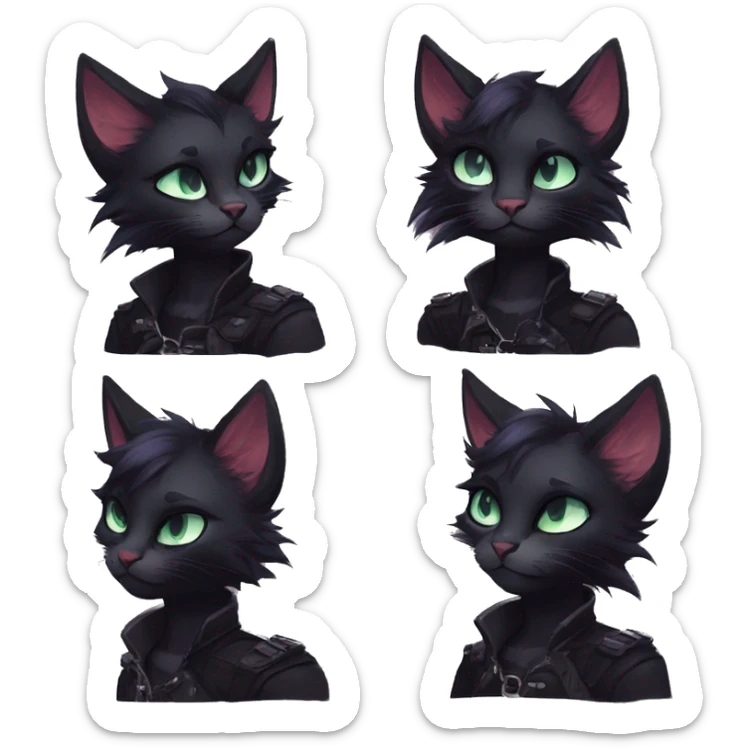 Edgy sharp anthro punk black cat animal furry by Falvie, LiLaiRa, griffsnuff, AngieWolf sticker