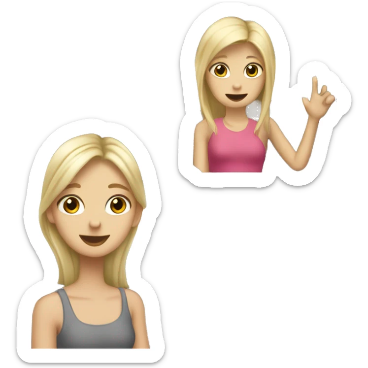 Blonde girl in car picking up brown haired girl, friend sticker