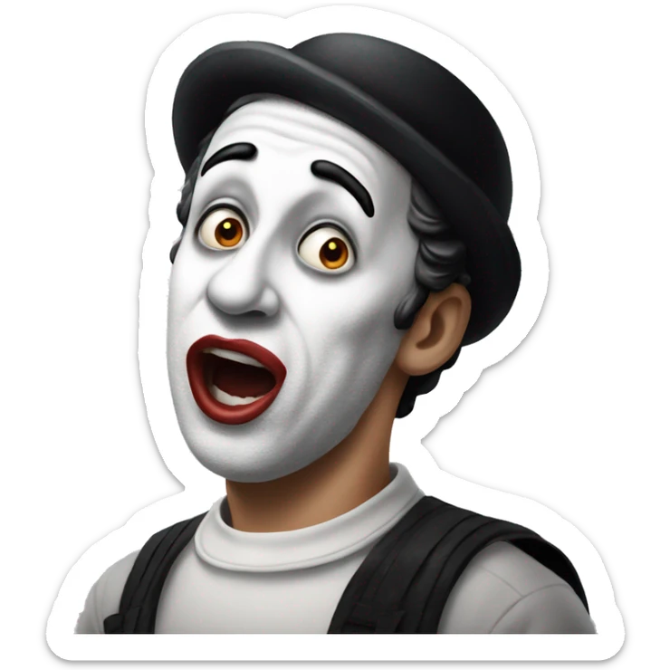 photorealistic The French Mime is in shocked sticker