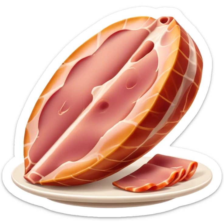 Cinematic Realistic Jam√≥n Serrano Dish Emoji, depicted as delicate, air-cured ham sliced thinly rendered with detailed textures and natural, inviting lighting. sticker