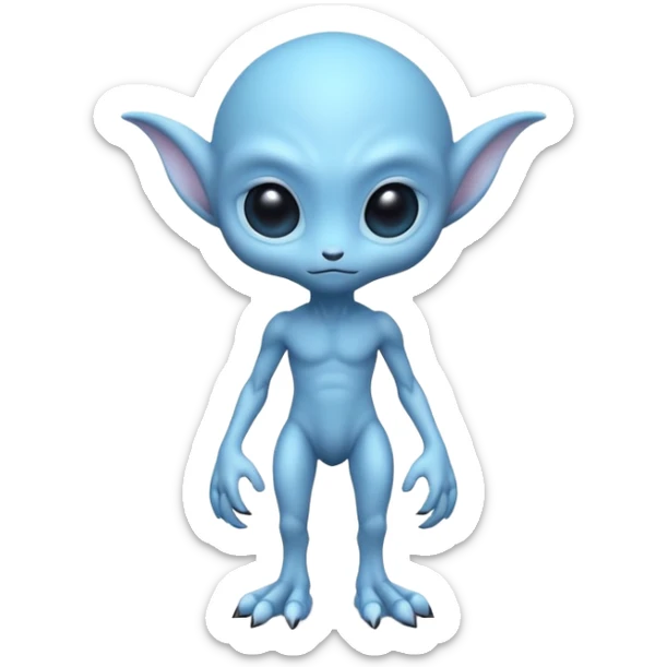 full body cute humanoid peacefull alien furry with 6 legs and eye stalks stands upright and looks intelligent sticker