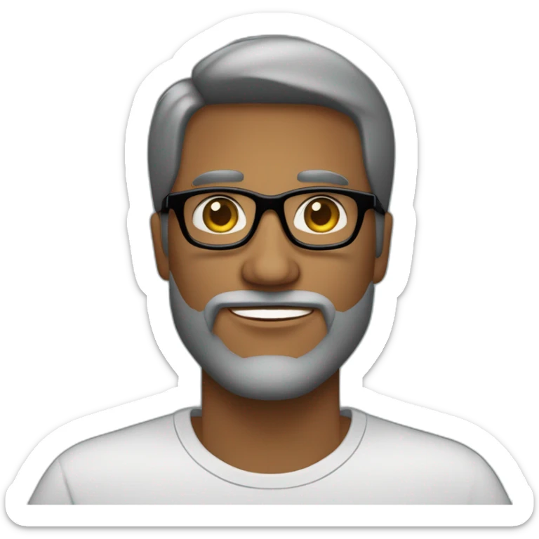 hombre con sombra de barba gafas semiredonddas y en la parte de arriba tiene marco negro, el hombre tiene pelo negro y con tez blanca sticker