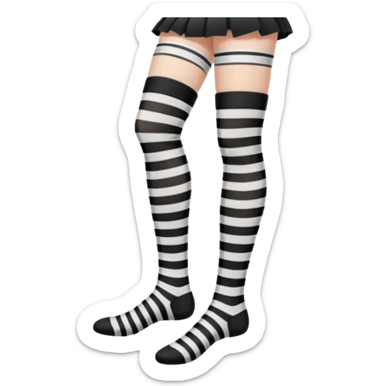 black and white striped stockings with two holes on each leg of white skin, no shoes sticker