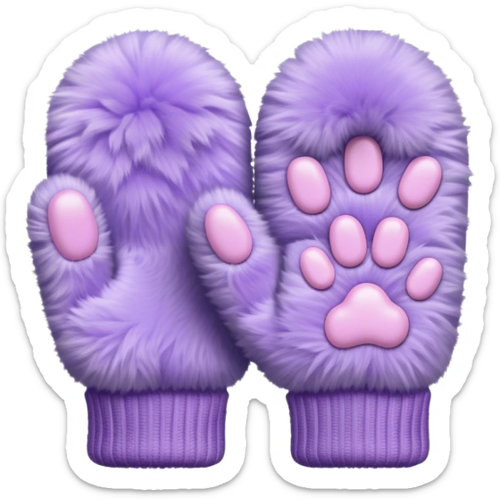 Pastel purple fuzzy cozy furry cat paw mittens  sticker