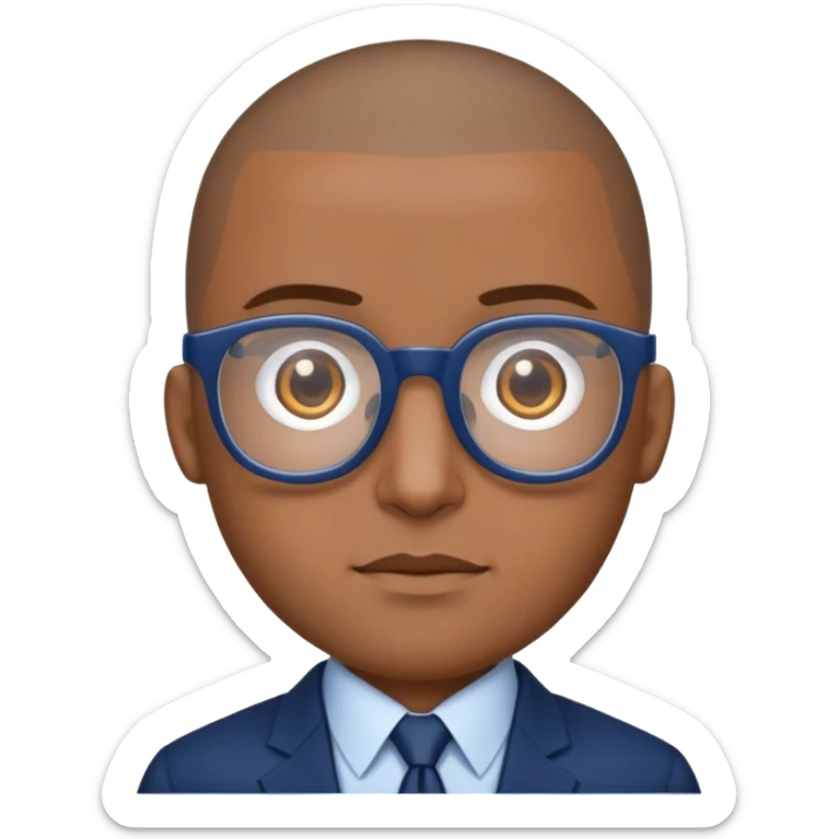 Buzz cut Puerto Rican male with oval head and square glasses and dark blue business suit  sticker