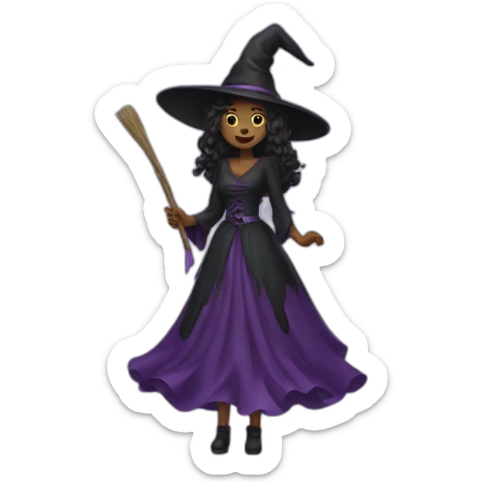 witch with dress sticker