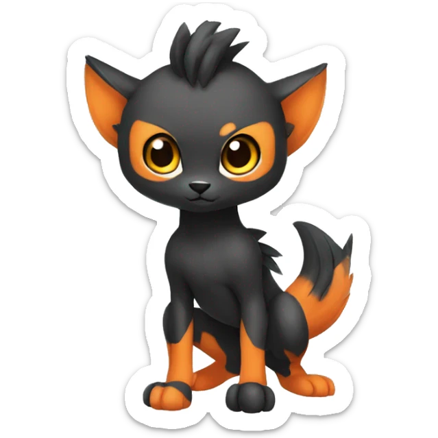 Cute cool black orange animal hybrid Fakemon full body sticker