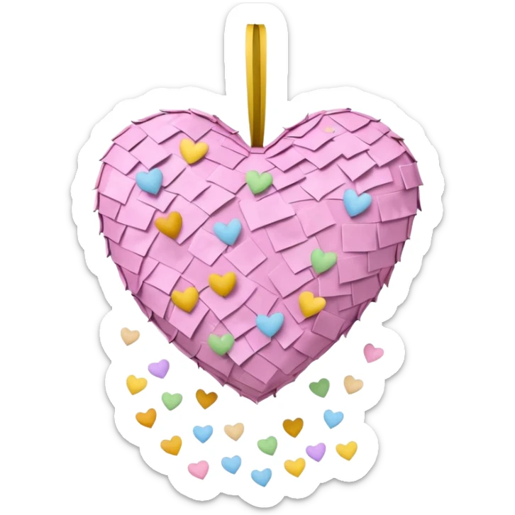 The heart is a pinata with confetti in soft pink, beige and yellow pastel light sticker