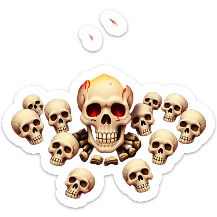 A burning hell landscape in the style of rott8ng corpses in the style of your bloody skull art sticker