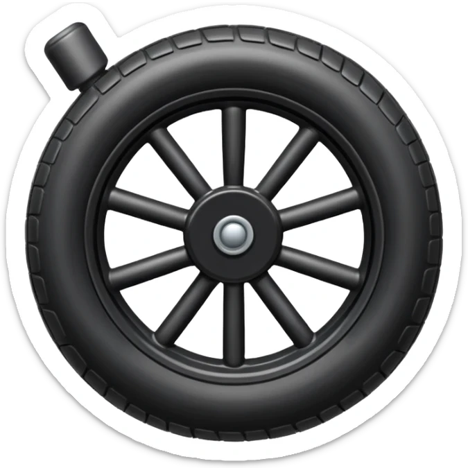 he aircraft's landing gear is one inflated, plump wheel with a strut, black in color sticker