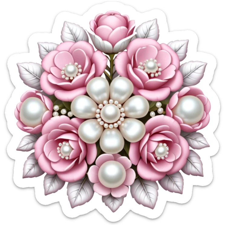baby pink and white embellished pearl baroque flower bouquet sticker