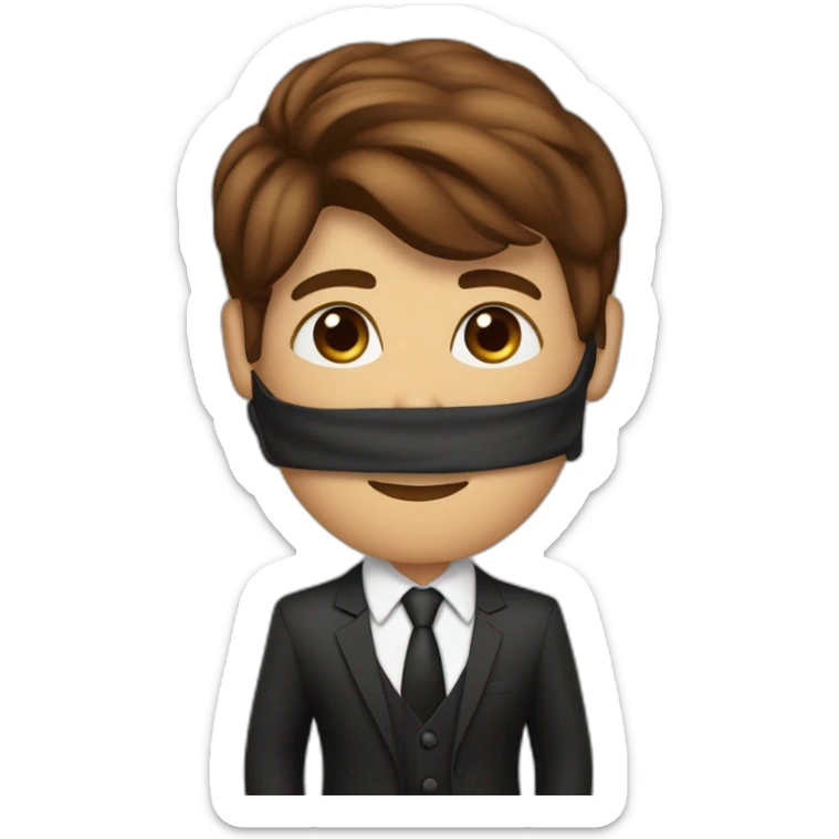 contadora con traje ejecutivo de piel marron con el pelo liso negro más abajo de los hombros, ojos café  sticker