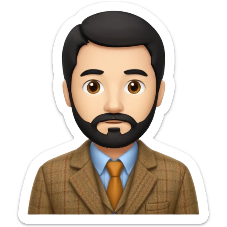 Professor in the la casa de papel TV show, with black hair and beard sticker