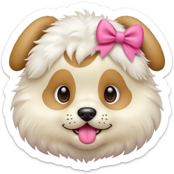 This puppy HEAD 🐶 with a pink bow and tongue out, please in apple ios emoji stylem sticker