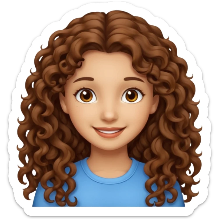 pretty girl brown long hair curly with brown eyes and lightskin  sticker
